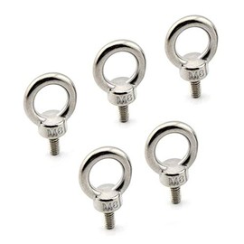 VOANZO Lifting Ring Eye Bolt M6 / 0.24" Marine Weight Lift Stainless Steel Male Thread Screws Bolts 5pcs
