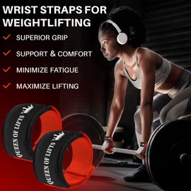 TECEUM Lifting Wrist Straps with Neoprene Padding Support – Red – Queen of Lifts – Heavy Duty Wrist Workout Straps For Men and Women – Ideal for Powerlifting, Strength Training, Bodybuilding