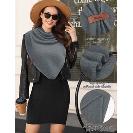 Vijamiy Triangular Scarf Women's Winter, Women's Fashion Fluffy Scarf Triangle Soft and Cuddly to Be Used as an Envelope Scarf Neckerchief Gifts 200 cm x 80 cm, gray