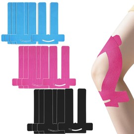 PreCut Kinesiotapes Knie, 12 Stück Kinesiotapes Vorgeschnitten für Knees, Kinesiologisches Band Knie Tape, Knie Tape, Wasserfestes & Elastisches Physio Tape für Sport & Dauerhafte Unterstützung
