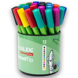 Eziglide Colouring Pens, Broad Felt Tips, Assorted Pack of 40 Colouring Pens, Fibre Nib, Bright colours for paper, card, Adult colouring books, Art & Crafts, School, Work & Home Stationery Supplies