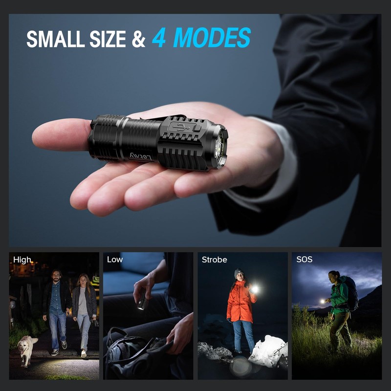 LETMY Rechargeable Mini Flashlights with Magnetic Base, 4 Pack Bright