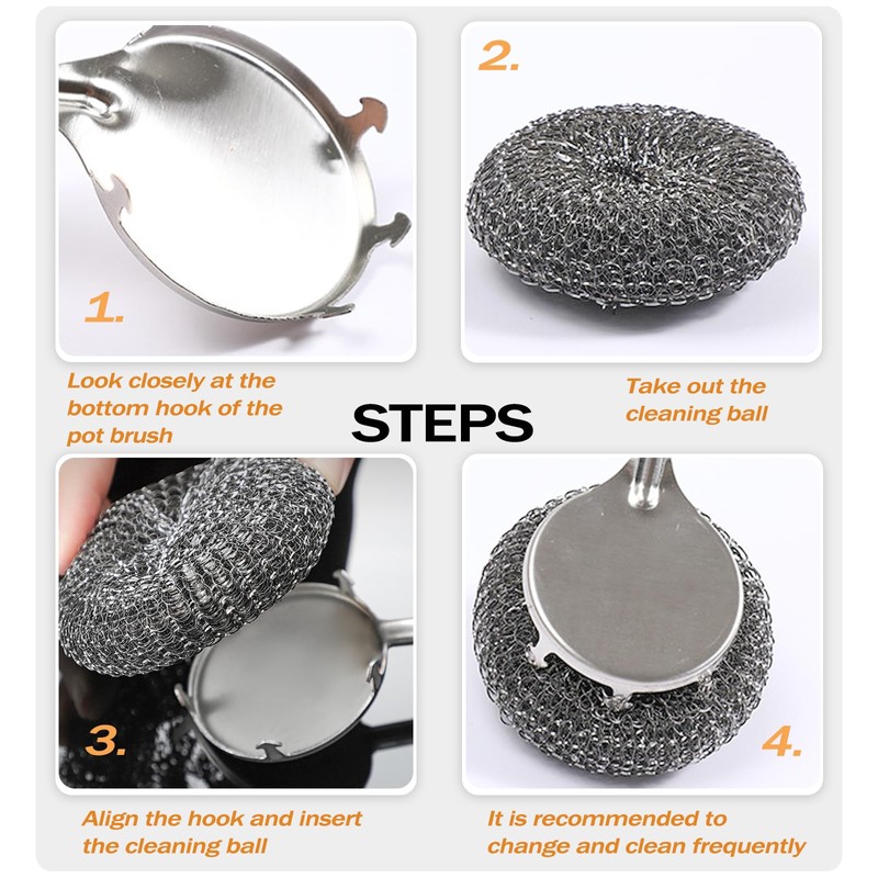 Heavy Duty Stainless Steel Scrubber Set - Long & Short