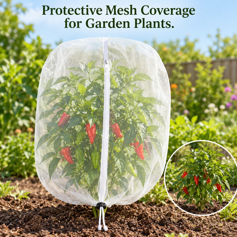 Garden Insect Mesh Cover for Plant Protection – Zipper Drawstring