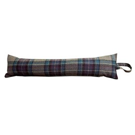Classic Home Store Draught Excluder Door Draft Stopper Purple, Blue & Grey Check Wool 3ft Snake