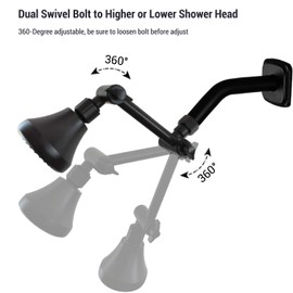 TRUSTMI Adjustable Shower Arm Extension 4 Inch Brass Shower Arm, High Rise or Lower Rainfall Showerhead and Hand Held Shower Combo, Matte Black
