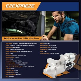 Ezexpreze 17628 New Starter Motor Replacement for Kohler 2509809 2509808 2509821 2409801 12.5-27HP Cub Cadet Mower John Deere Scotts Toro Tractor 23HP 25HP wi-53044 10455513 25-098-11-s 25-098-09-s