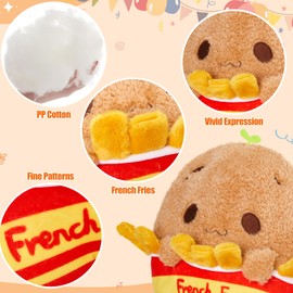 Athoinsu 9 Inch Stuffed Animal Potato Plush Toy Soft Stuffed Animal and French Fries Food Shaped Stuffed Cuddle Kawii Pillow Gifts for Kids Girls & Boys