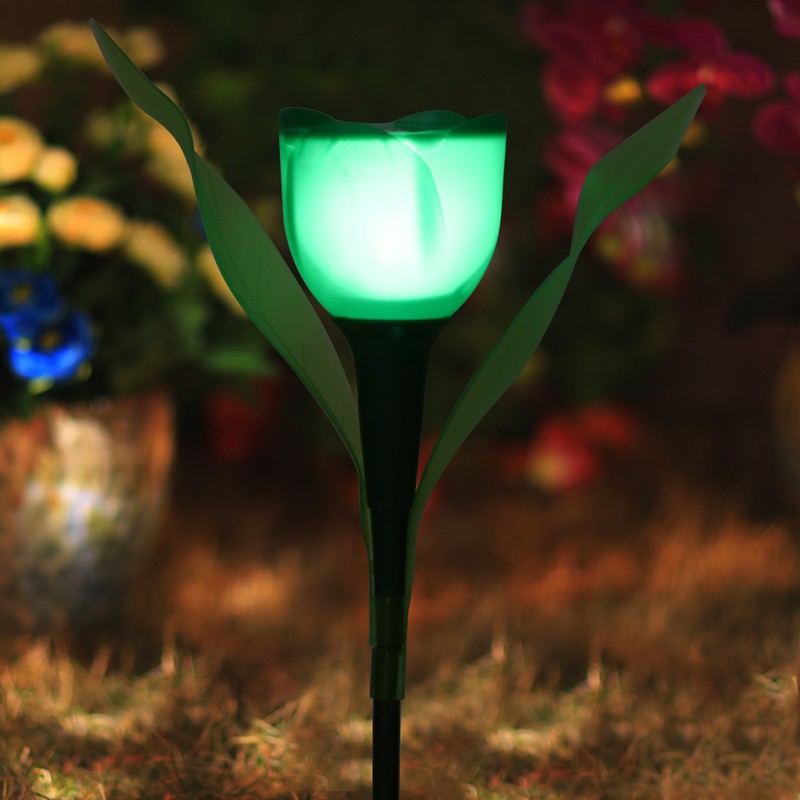 4Pcs Outdoor Solar Power Tulip LED Flower Light Waterproof Garden