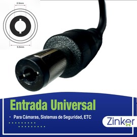 ZINKER Eliminador de Corriente 12V 2A para Exterior Sellado Resistente Fuertes Lluvias Fuente de Poder LED Cámaras Router Entrada 100-240V LG