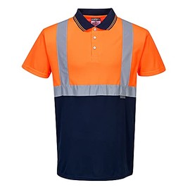 Portwest S479 Two-Tone Polo Safety Shirt Orange/Navy, Medium