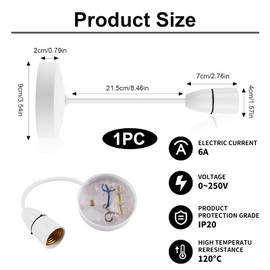 Ceiling Pendant Light Fitting - 6"(150mm) E27 Lamp Holder, Ceiling Hanging Lights, White Ceiling Rose for Pendant Lights, Bayonet Light Fitting for Kitchen, Living Room, Bedroom [Energy Class A]