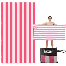 ZSYIULIA Large Beach Towel 160x90cm - Quick Dry Microfibre & Sand-Free Double Sided Design | 100% Recycled Compact Travel Towel for Yoga, Gym, Beach with Carry Bag