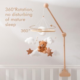 EERKEOD EERKEOD Brown Bear Musical Crib Mobile for Newborn Infants, Unisex, Fabric, Crib Mount, Hanging Mobile, Children