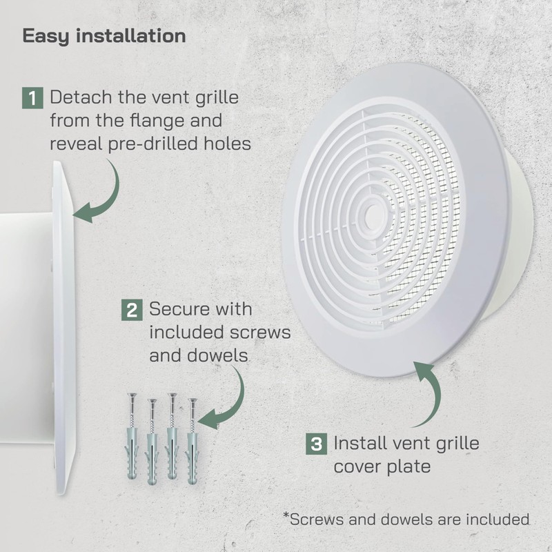 Vent Systems 5'' Inch - White - Plastic - Dismantable