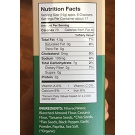 Julian Bakery Paleo Thin Crackers | Salt & Pepper | USDA Organic | Gluten-Free | Grain-Free | GMO Free | Low Carb | 1 Pack