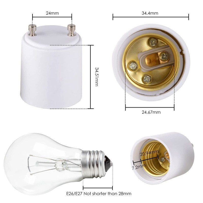 Onite GU24 to E27 E26 Adapter for LED Bulb, GU24
