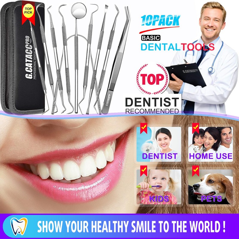 G.CATACC 10 Pack Dental Tools, Professional Plaque Remover for Teeth