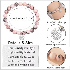 JAONLD Natural Stone Bracelet Women's Healing Stones Bracelet for Women, Gemstone Pendant Bracelet, Chakra Yoga Rock Crystal Bracelet Rose Quartz Bracelet Gemstone for Women Teenage Girls, Metal