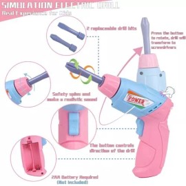 Magic4U Kids Tool Set 48PCS Toddler Tool Set with Electronic Toy Drill & Kids Tape