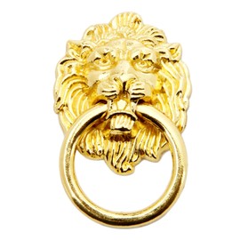 5Pcs Antique Style Furniture Handle Classical Zinc Alloy Pull Bronze Lion Head Rings for Cabinet Drawer Door Small Gold