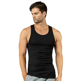 Knocker Men's 3 pc Tank Top Undershirts A-Shirt (M, 2 Black/1 Gray)