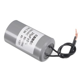 YOKIVE CBB60 Run Capacitor, 250V AC 20uF 50/60Hz with 2 Wires Lead Run Round Capacitor, Low Loss, Great for Washing Machines Motor (Gray, 75x40mm)