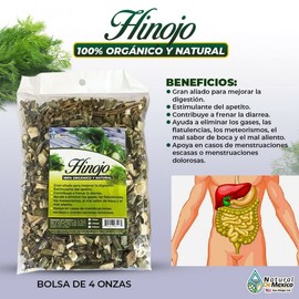 Hinojo Herbal/Tea 4 oz-113g Organic Fennel Leaves, Health Digestive, Wild Hinojo