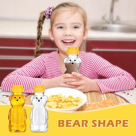 GIUSOBG Pack of 2 Crystal Honey Dispenser 350 ml Bear Honey Dispenser Transparent Squeeze Bottle with Honey Stick and Lid, Reusable Honey Container for Storing and Measuring Honey