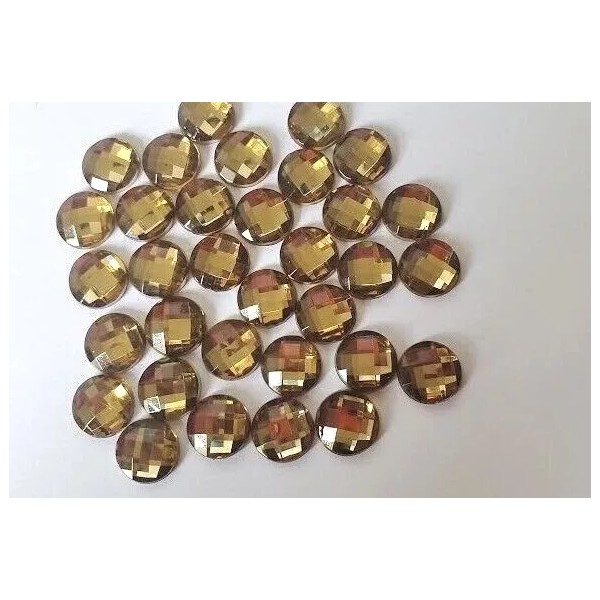 Unbranded CraftbuddyUS 100x10mm Flatback Faceted Acrylic SMOKY BROWN Round Rhinestone