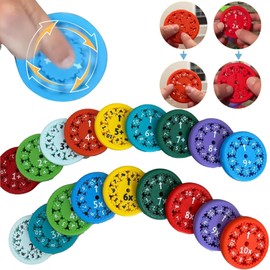 Generic Math Fact Fidget Spinner Set 18 Pcs - Educational Tool for Learning, Focus & Fun - Safe, Durable Classroom & Home Use - Non-Toxic, Multi-Color
