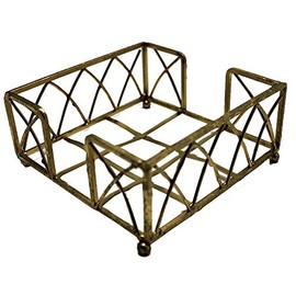 Boston International Arch Design Cocktail Napkin Holder Caddy, 5.25 x 5.25-Inches, Gold Leaf