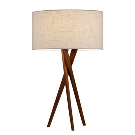 Adesso 3226-15 Table Lamp Brooklyn – Smart Outlet Compatible, Tripod Base, Wooden Lighting Accessory Home Decor Items, 29.5"