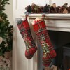 Dibor Traditional Large Red Tartan Embroidered Mistletoe Christmas Stocking -