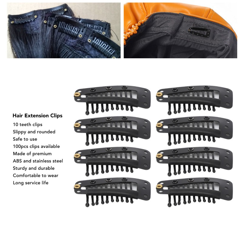 100pcs Hair Extension Clips Multipurpose 38mm 10 Teeth Wig Clips