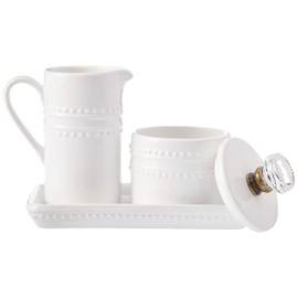 Mud Pie Farmhouse Inspired Vintage Doorknob Cream and Sugar Set, One Size, White
