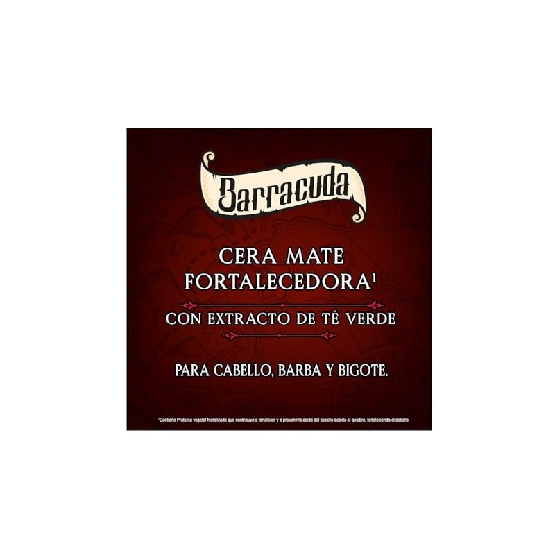 Barracuda Cera para el Cabello Mate, Fortalecedora 60g, Acabado Profesional,