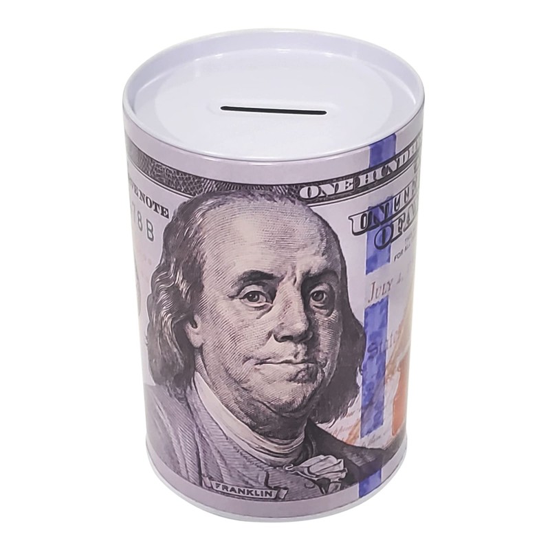 8.25” Reusable and Durable 100 Dollar Bill Piggy Bank Tall