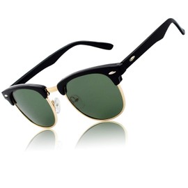 CGID MJ56 Retro Vintage Sunglasses in Popular 60s Browline Style with Striking Marked Half Rims, Glasses Trends 2019 - 51