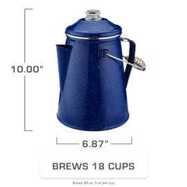 COLETTI Classic Percolator Coffee Pot — The Most Nostalgic Camping Coffee Pot, Now Modernized [Blue Enamel, 18 Cup]