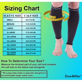 Doc Miller Calf Compression Sleeve - 1 Pair 15-20 mmHg Firm Calf Support