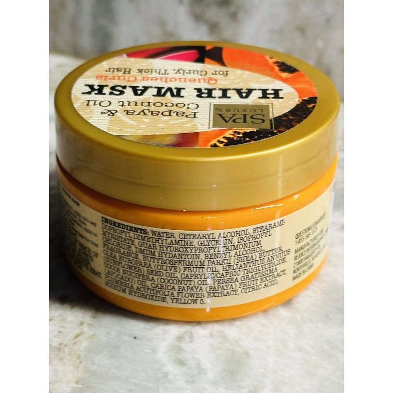 CURLS SPA Luxury Papaya/Coconut Oil Hair Mask Quenches Curls W/Plumeria