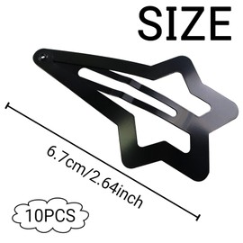 Hair Clips Girls Pack of 10 6.7 cm Large Snap Hair Clips Hair Clips Metal Hair Clips Black Hair Clips Hair Accessories Hair Clip for Girls, Men and Women, Star Shaped
