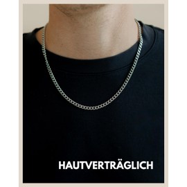 Massi Morino Men's Curb Chain in Gold, Silver or Black, Adjustable Necklace without Pendant Made of Waterproof Stainless Steel, Stainless Steel