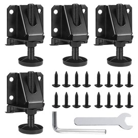 Adjustable Leg Leveler, 4 Pack Leveling Feet Heavy Duty Leg Levelers Adjustable Furniture Levelers with Screws, Lock Nuts and Wrench for Large Furniture, Table, Cabinet, Sofa, Workbench (Black)