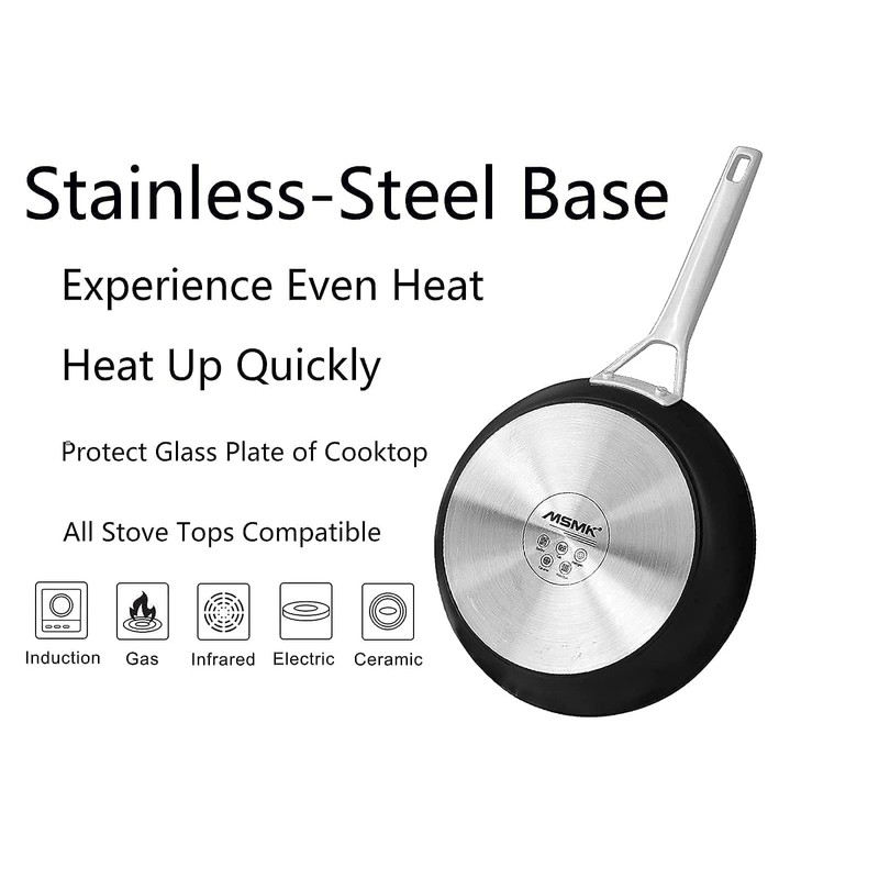 MsMk 10 Inch Frying Pan Nonstick with Lid, Induction Fry