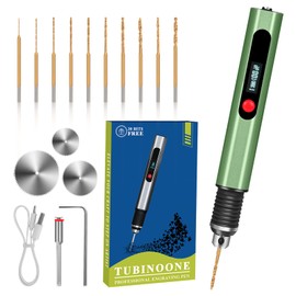 TUBINOONE 3-Speed Cordless Mini Drill Pen, Rechargeable DIY Electric Hand Drill with 10 Small Drill Bits for Jewelry Making Stone Plastic Resin Keychains-Beginner Friendly (Olive Green)