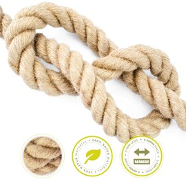 DQ-PP Jute Rope | 3-strand | Brown Cord 100% Natural Fibres | Sailing, Transport and Industry | DIY, Decorations and Craft | Home and Garden, 10mm, 5m