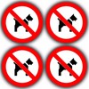4 Pack No Dogs Allowed Round Sticker Signs - 85mm