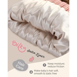 Hat Hut Toddler Beanie Satin Lined Beanie for Baby Winter Hats for Kids Double Pom Pom Beanie for Boys Girls (CA/US, Alpha, One Size, B3-Pink 2 Poms)